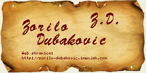 Zorilo Dubaković vizit kartica